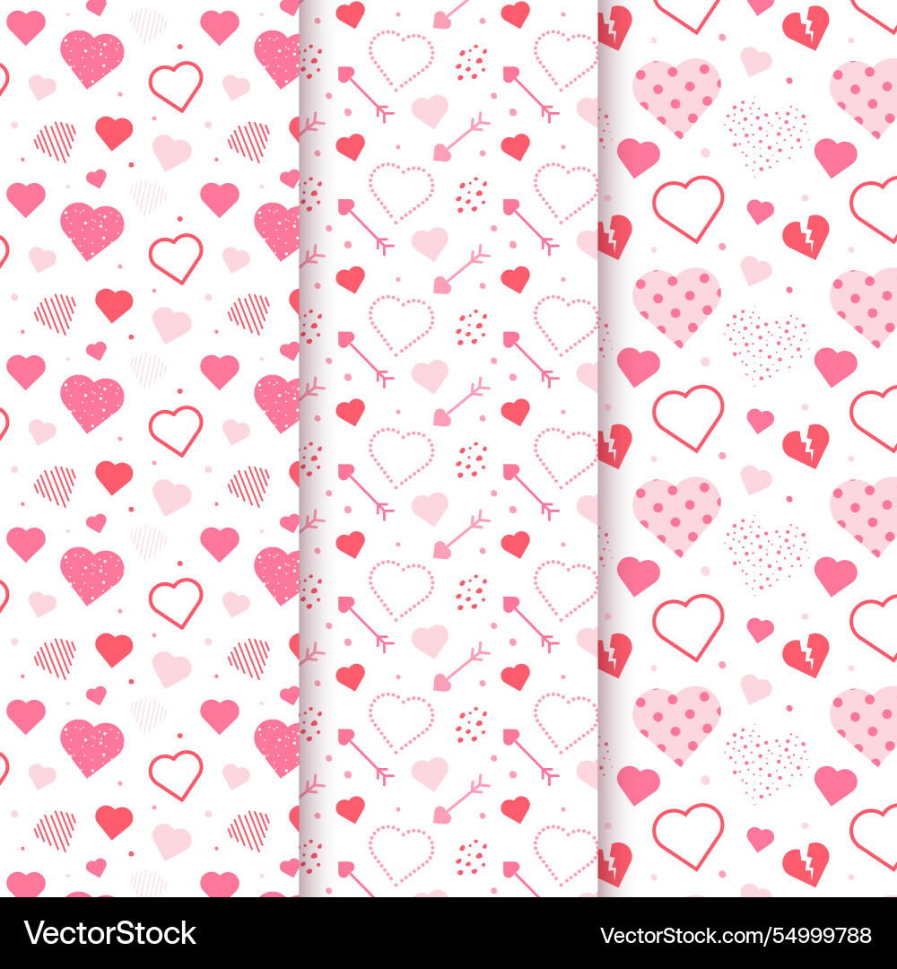 Flat heart pattern collection Vector Image