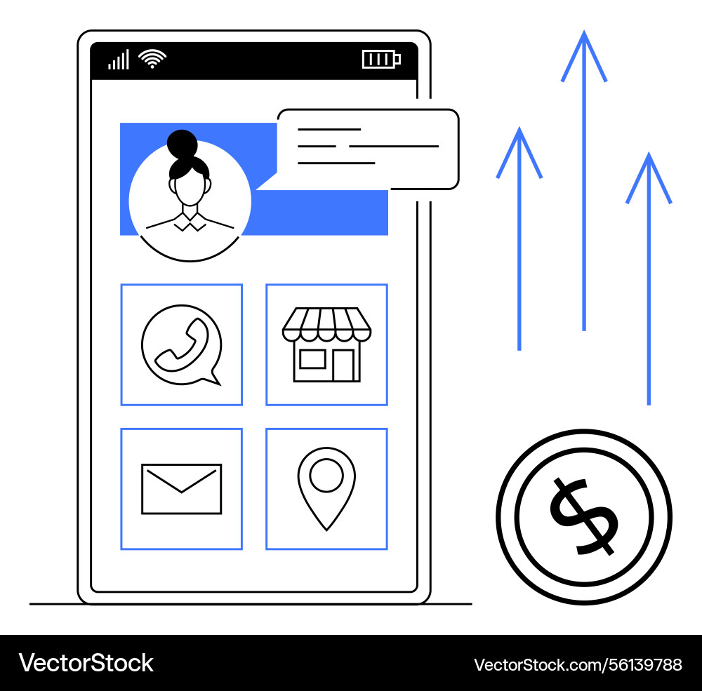 Mobile app interface representing communication Mobile app interface representing communication vector image