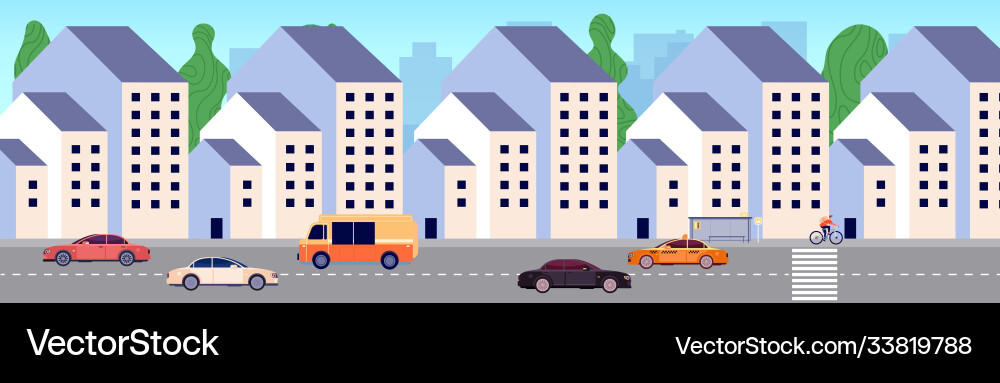 Modern city street urban district new buildings Modern city street urban district new buildings vector image
