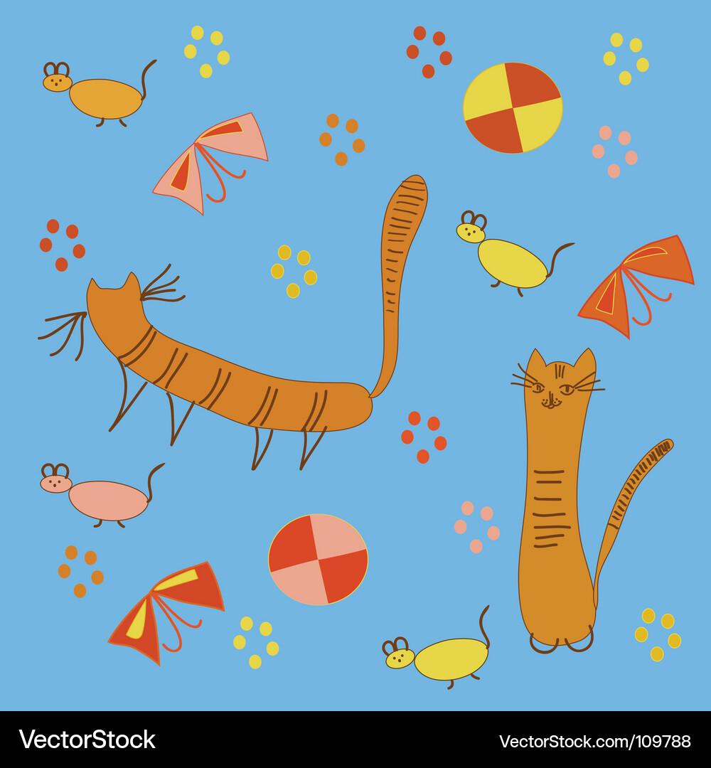 Pattern with cats Vector Image