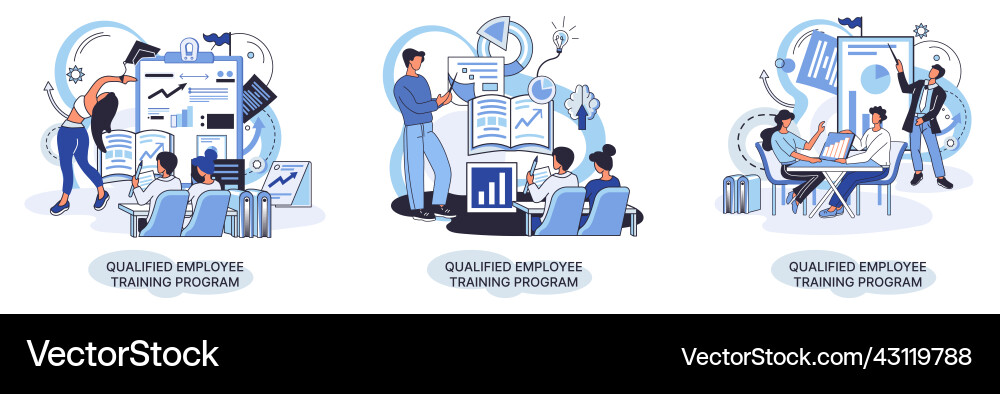 Qualified employee training program refresher Qualified employee training program refresher vector image