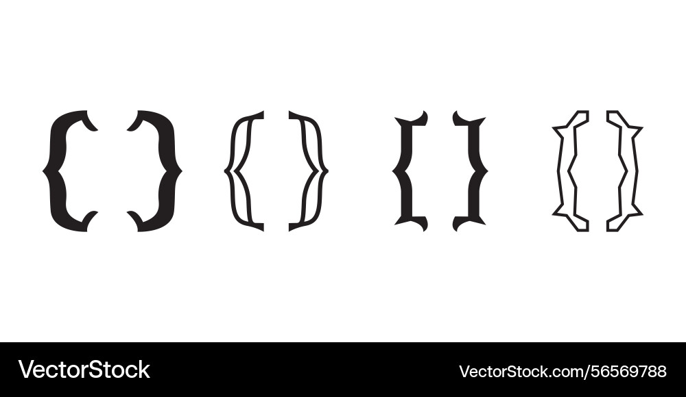 Silhouette of multiple bracket icons Vector Image