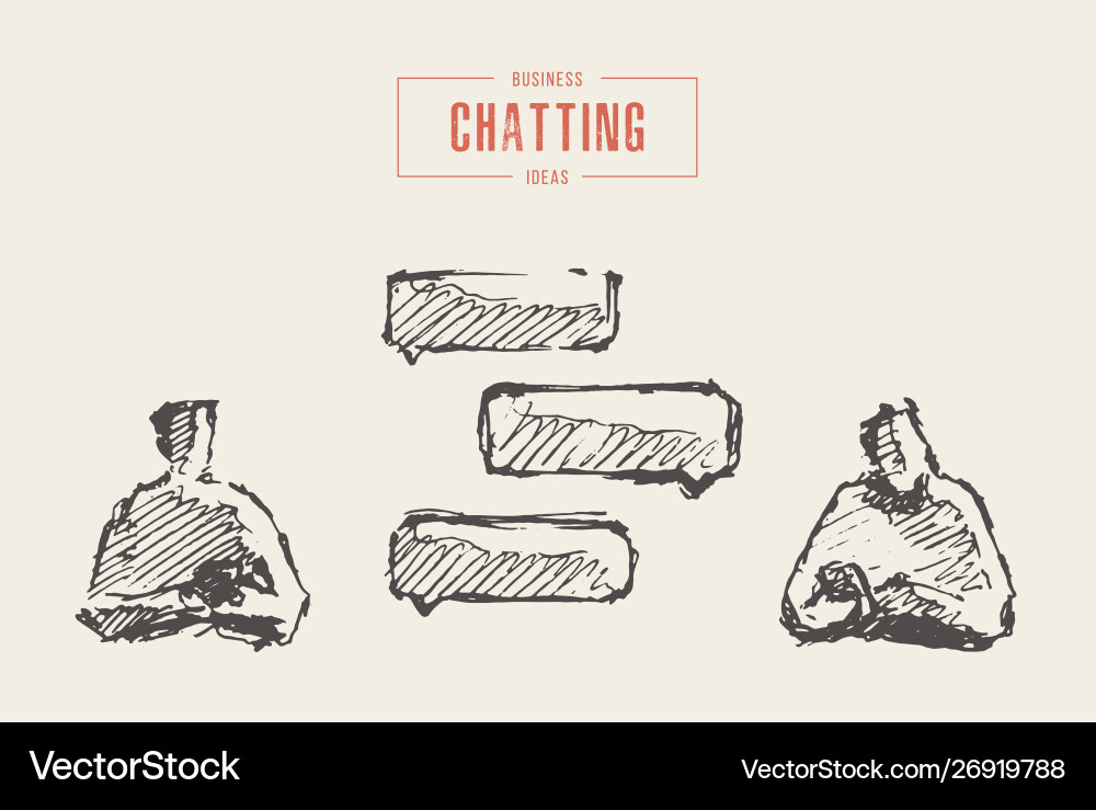 Two People Chatting on Smartphones - Sketch Vector Image