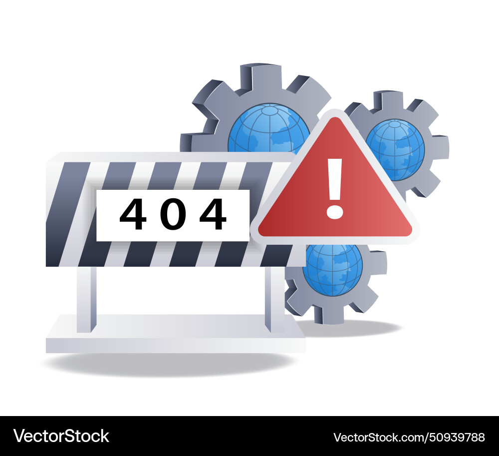 Warning sign error code 404 flat isometric 3d Vector Image