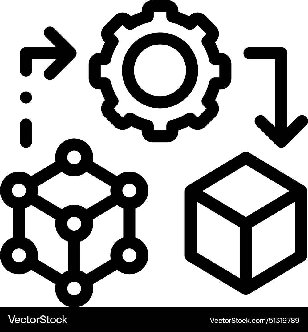 3d modeling icon thin linear style design 3d modeling icon thin linear style design vector image