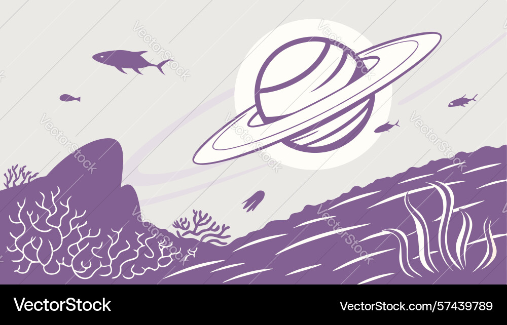 Abstract ringed planet icon with flowing lines vector image
