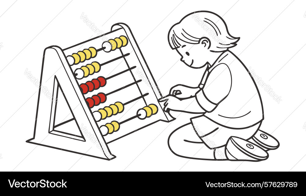 Child learning math with abacus design generative Vector Image