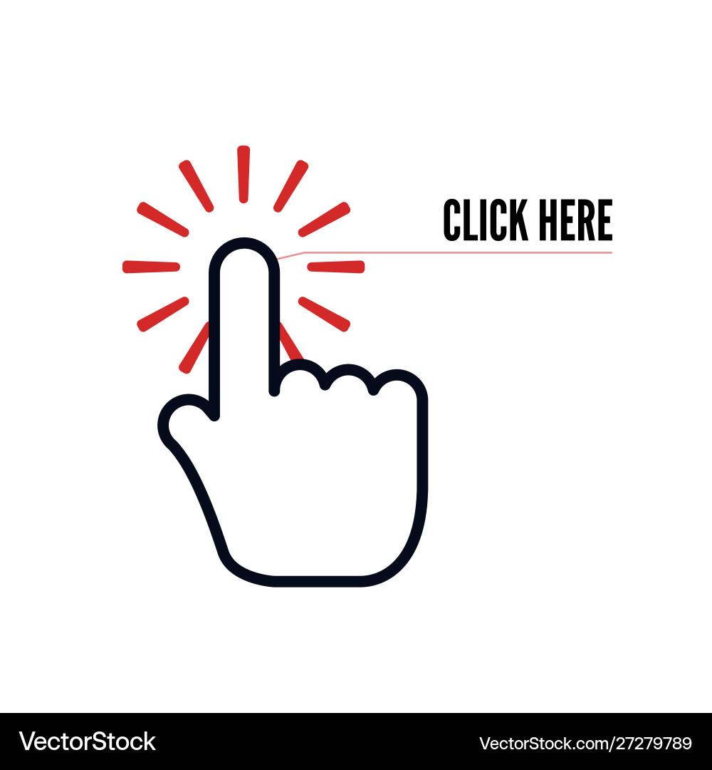 Hand Click Cursor with Text vector image
