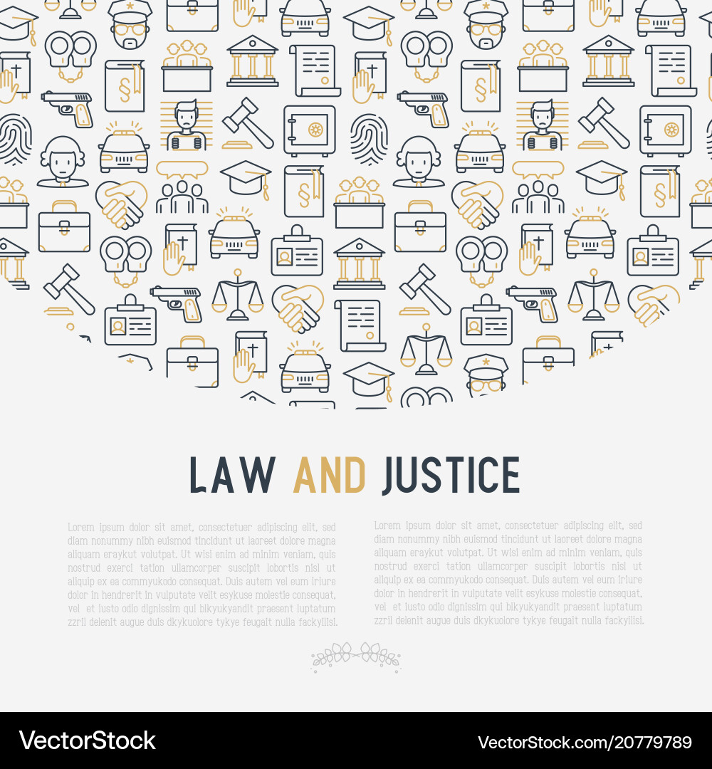 Law and justice concept with thin line icons vector image