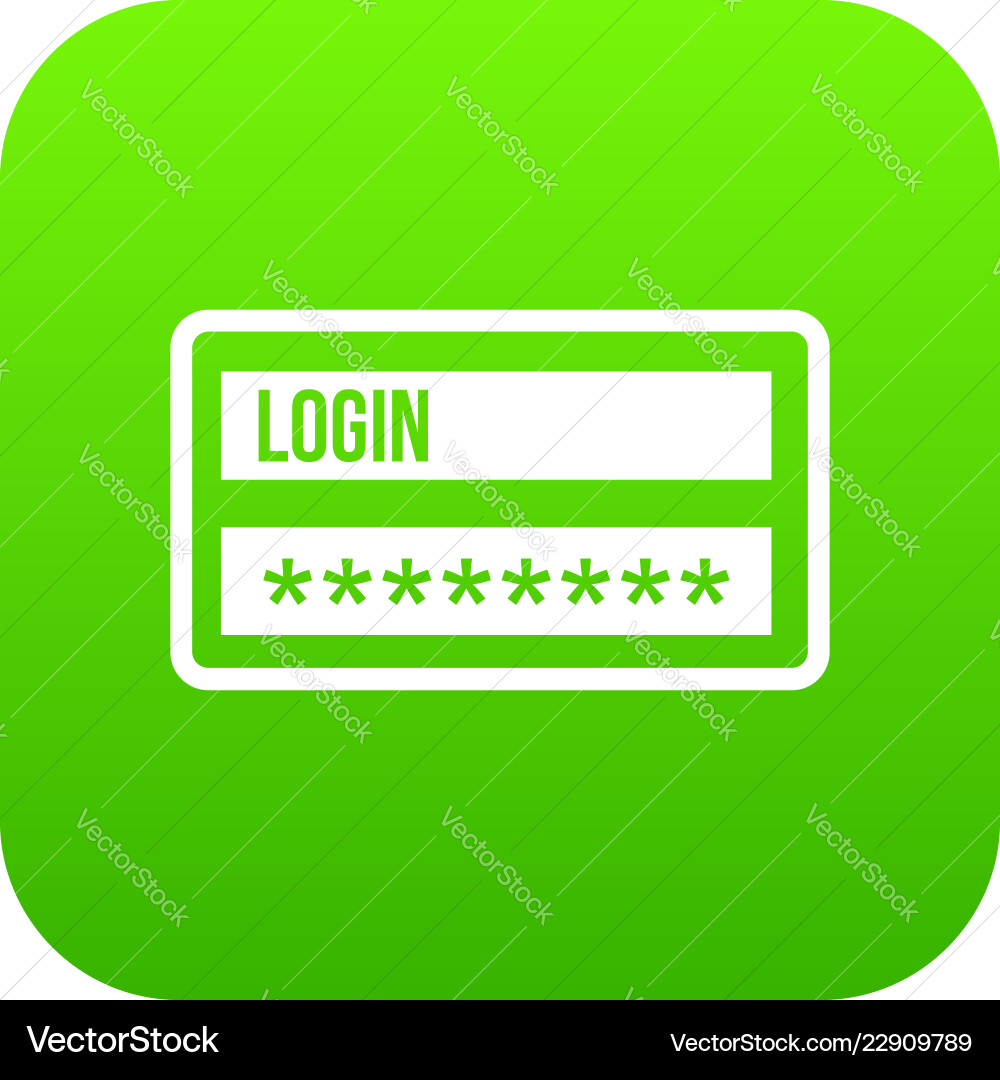 Login and password icon digital green Royalty Free Vector