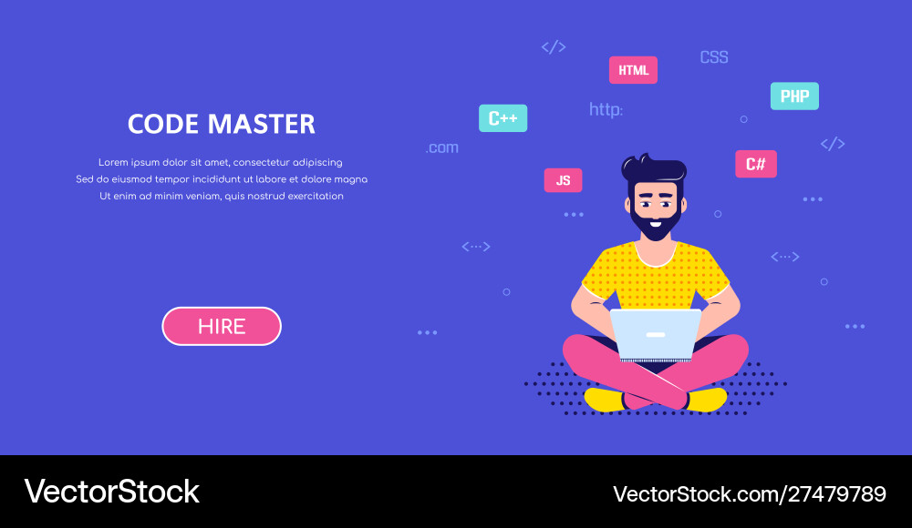 Programmierer man Charakter Design flach Stil Programmierer man Charakter Design flach Stil vektorbild