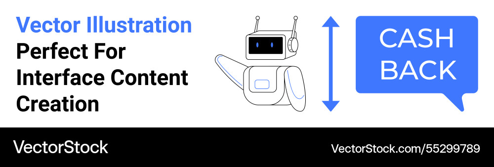 Robot pointing at cashback message with arrows Robot pointing at cashback message with arrows vector image