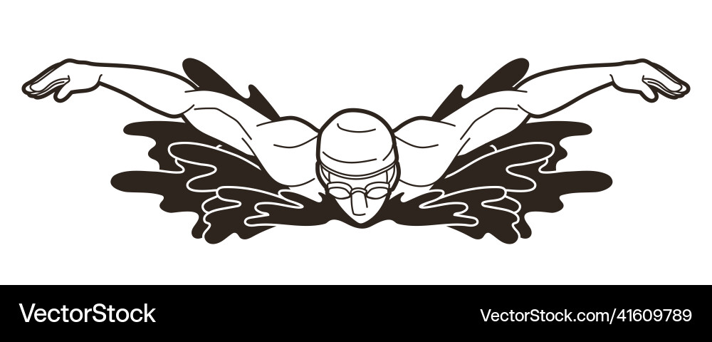 Swimming butterfly swimmer action Swimming butterfly swimmer action vector image