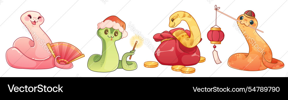 Adorable chinese zodiac snake characters Adorable chinese zodiac snake characters vector image