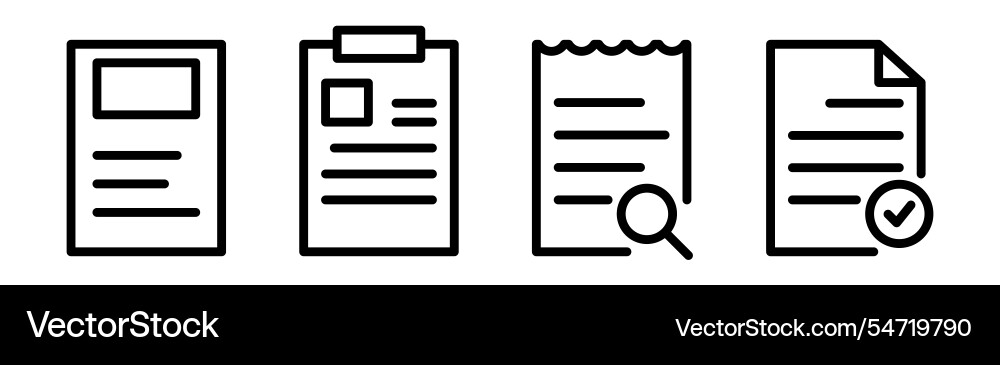 File icon set document symbol clipboard in line Vector Image