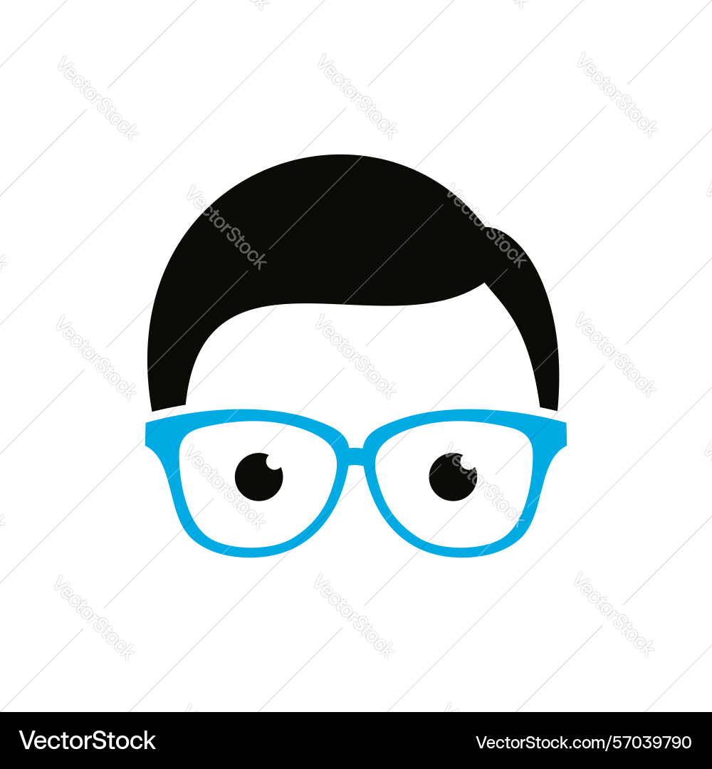 Geek nerd face icon template vector image