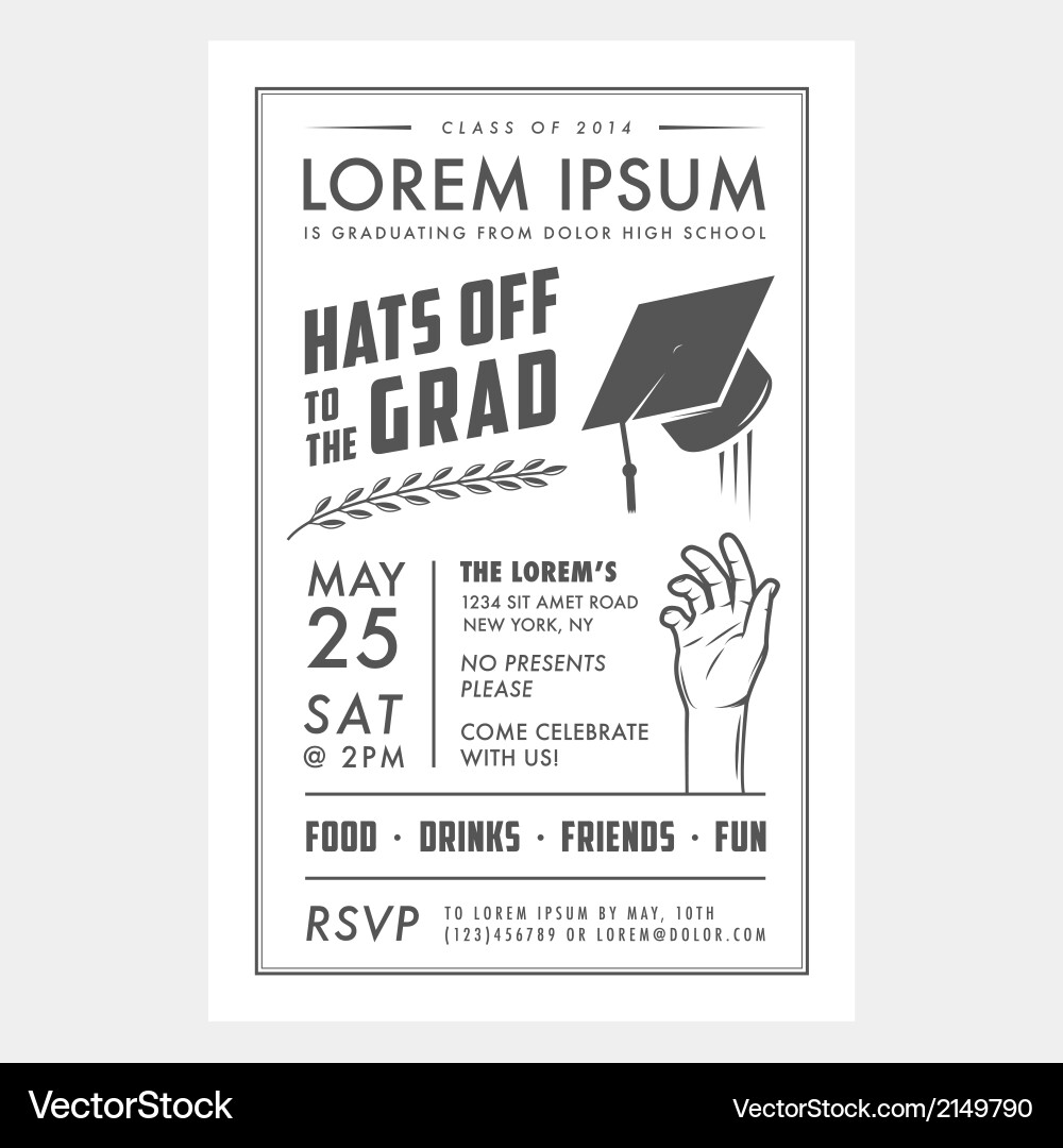 Graduation Party Invitation - Retro Style – Royalty-Free Vector |  VectorStock, image size:1000x1080
