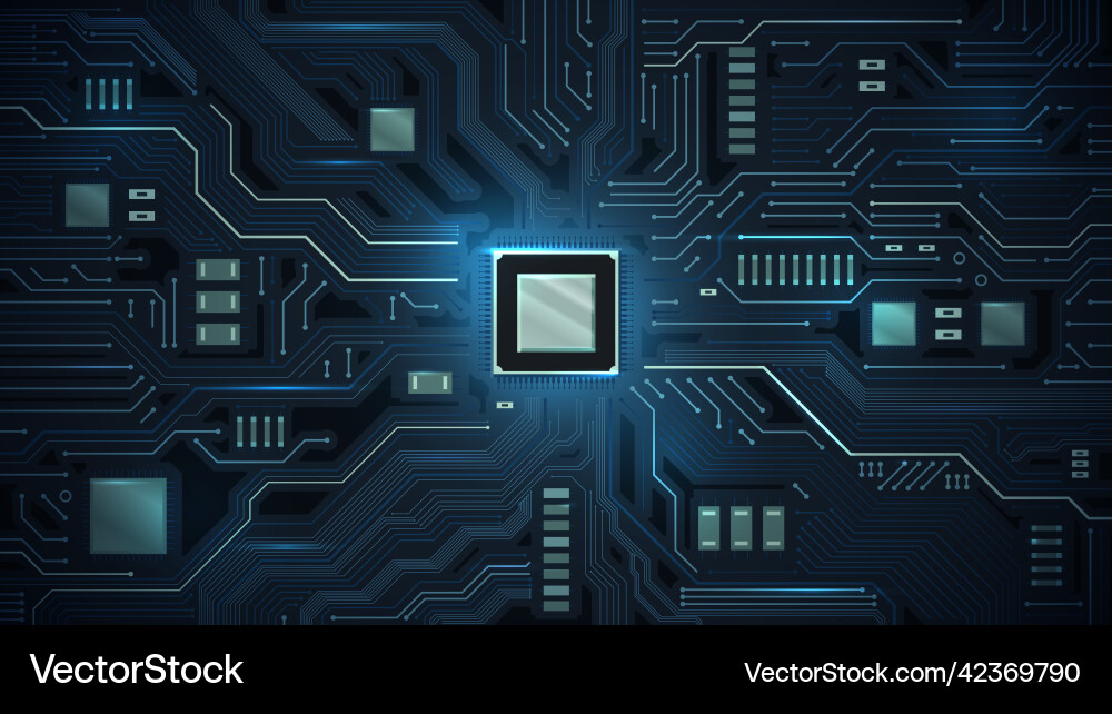 High-Tech Processor Circuit Board vector image