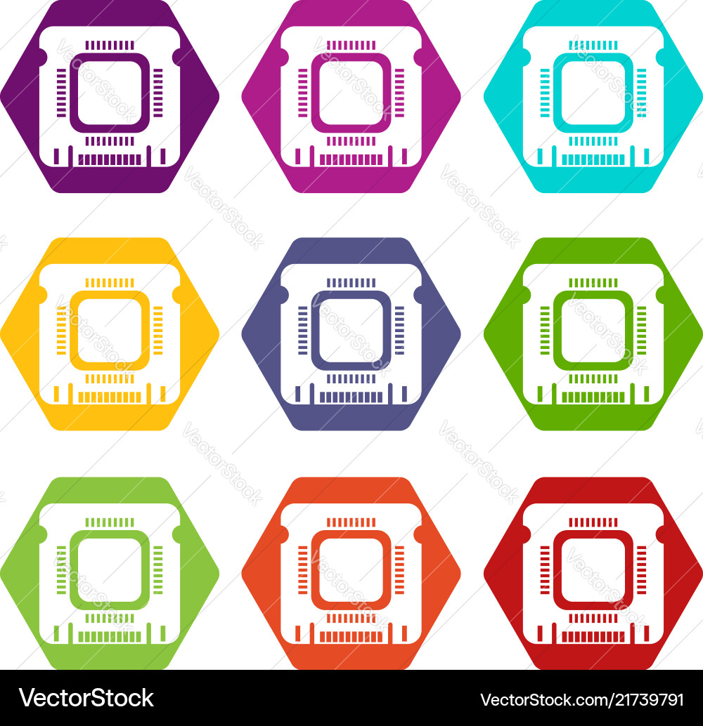 Component microchip icons set 9 Component microchip icons set 9 vector image