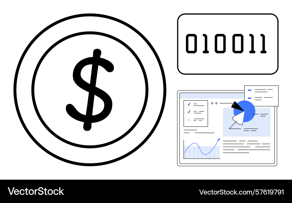 Digital financial analysis with data visualization Vector Image