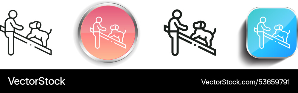 Dog training icon thin linear regular and button Vector Image