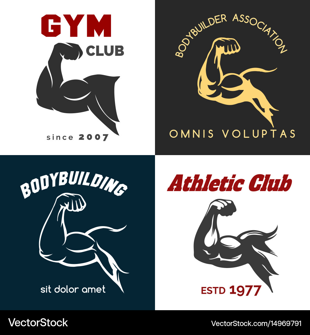 Fitness center logo set Royalty Free Vector Image
