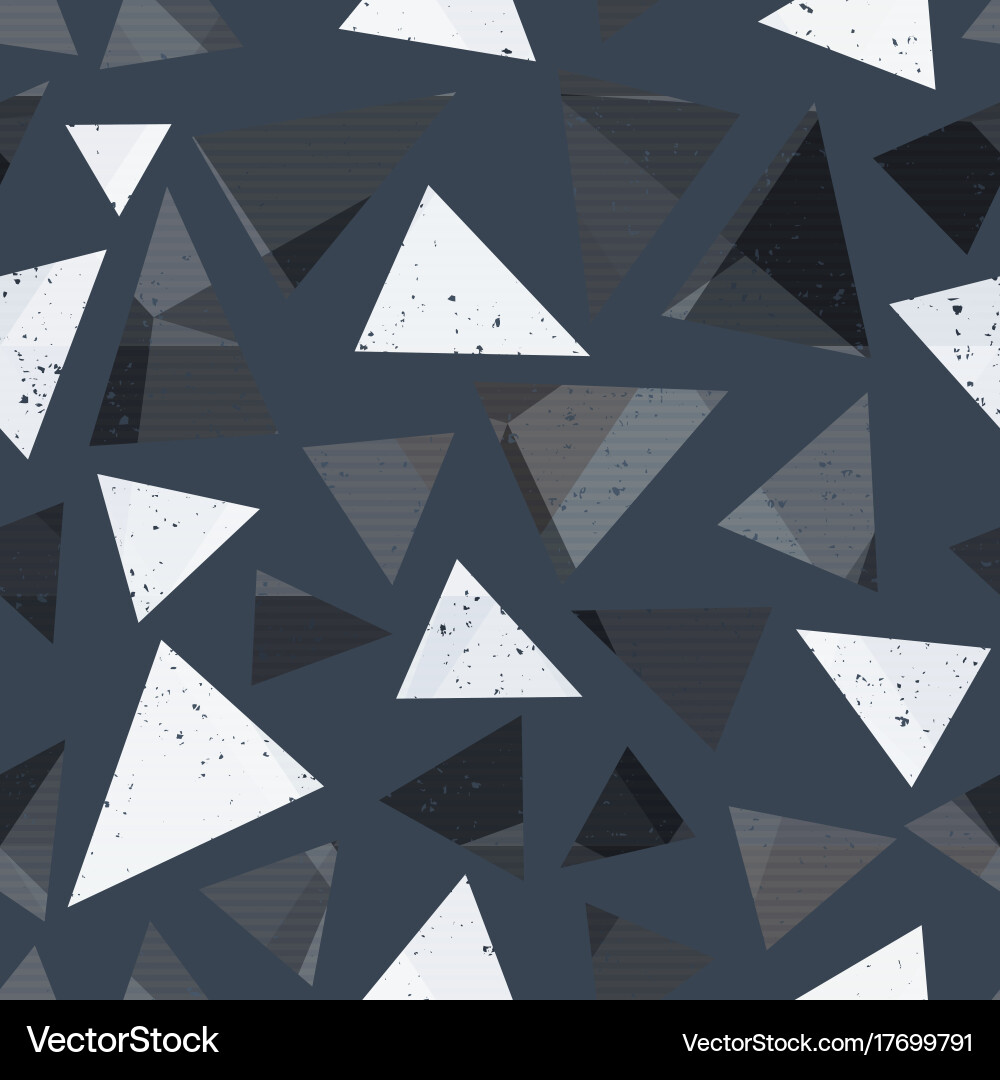 Gray triangle seamless pattern with grunge effect Vector Image