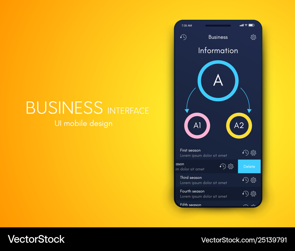 Mobile phone application for analytics stock Mobile phone application for analytics stock vector image
