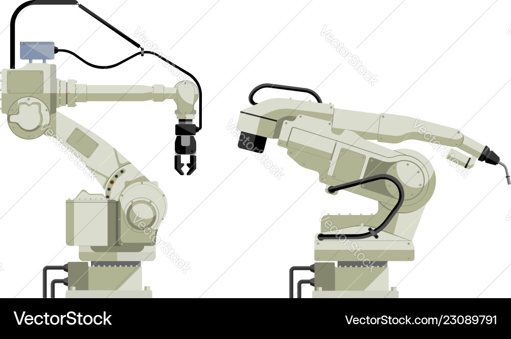 Set of assembly handling and welding robots vector image
