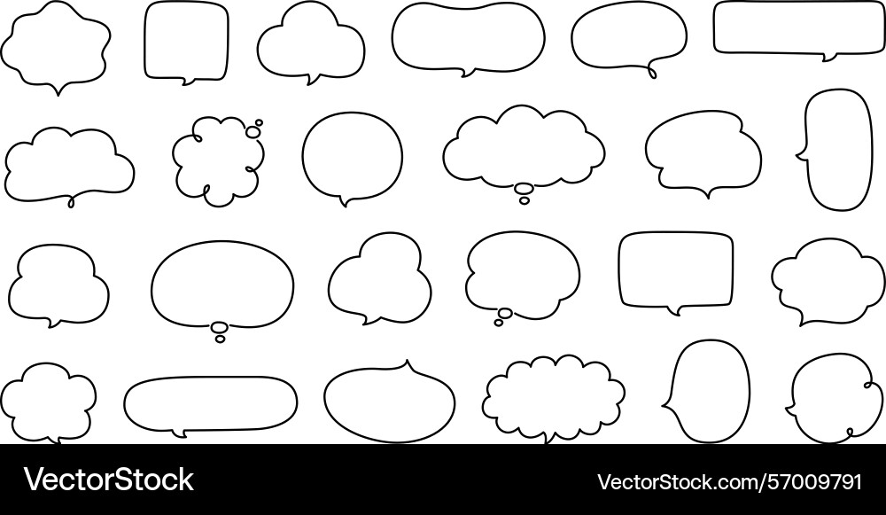 Simple speech bubbles cute thinking clouds frames Simple speech bubbles cute thinking clouds frames vector image