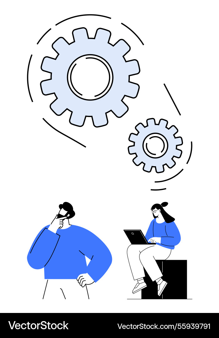 Teamwork and problem-solving concept with two Teamwork and problem-solving concept with two Vector Image