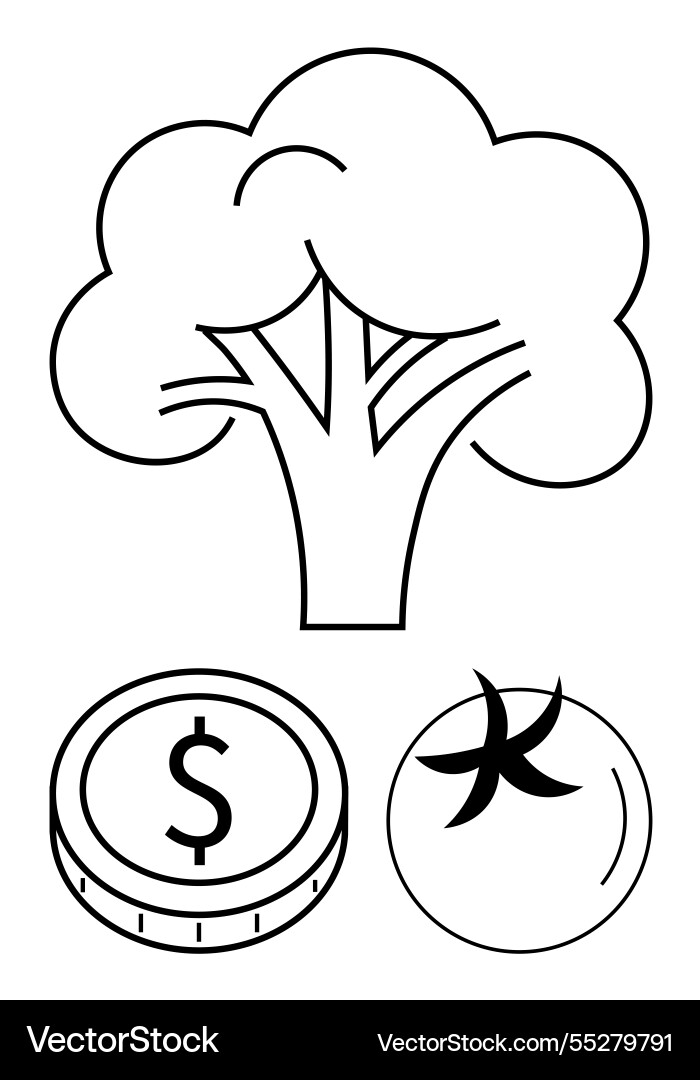 Tree with coin and pisces symbol highlighting Tree with coin and pisces symbol highlighting vector image