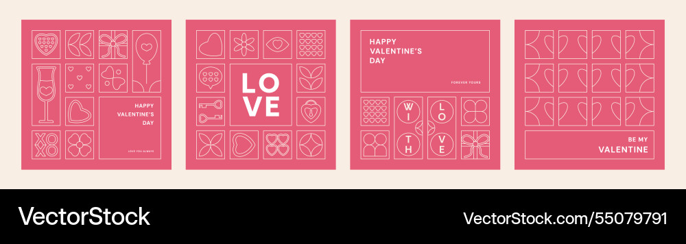 Valentines day geometric background in line style Vector Image