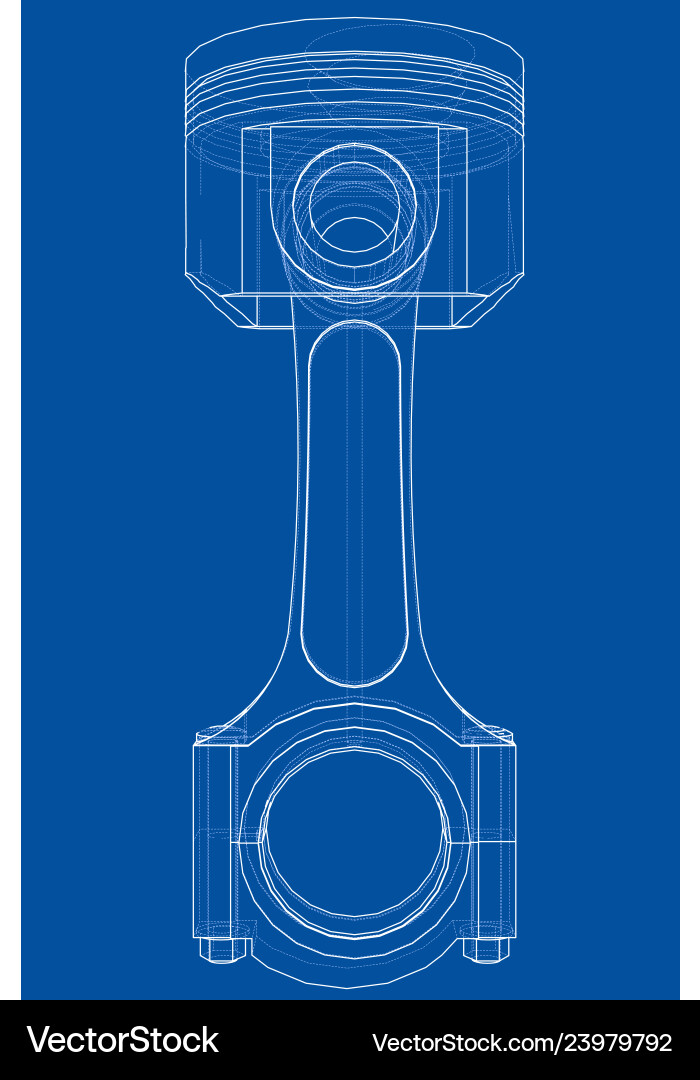 3D Piston Rendering - Wireframe Sketch vector image