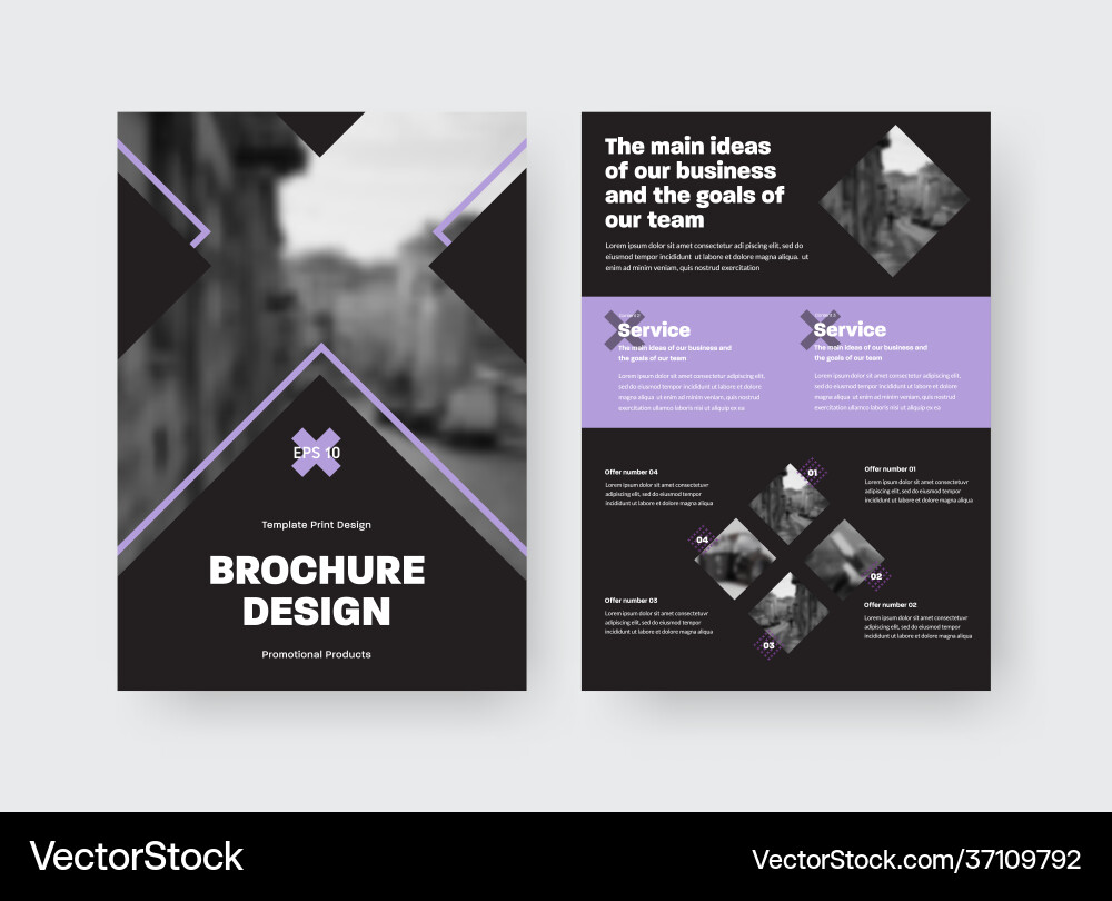 Brochure template with purple inserts cross vector image