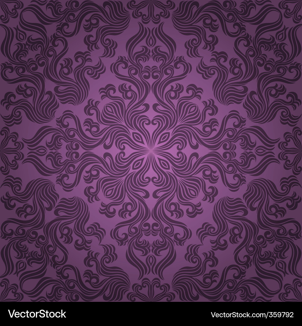 Elegant Purple Swirl Floral Wallpaper Vector Image