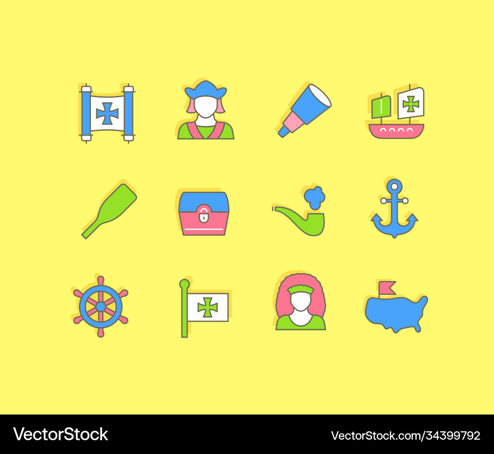 Set simple line icons columbus day Set simple line icons columbus day vector image