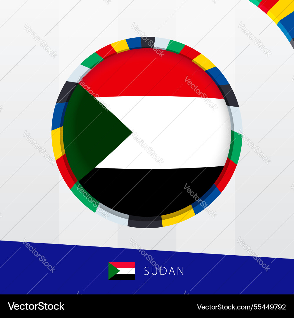 Sudan flag with colorful circle border Sudan flag with colorful circle border Vector Image