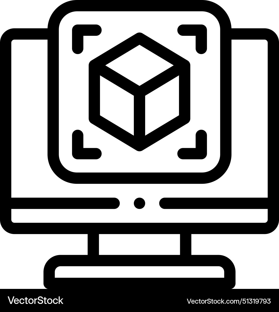 3d modeling icon thin linear style design 3d modeling icon thin linear style design vector image