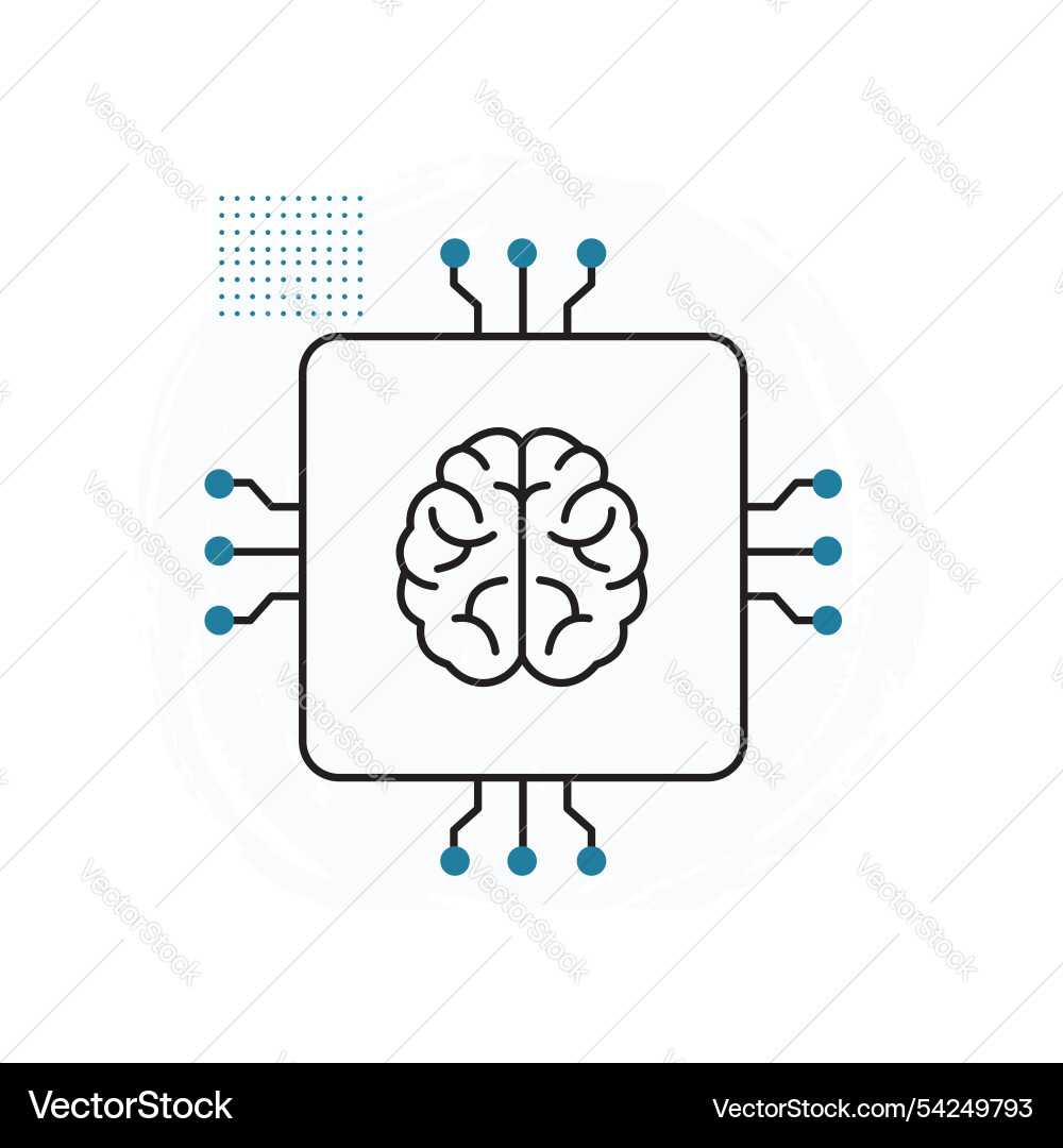 Ai brain and neural computing icon design vector image