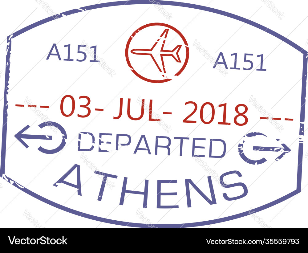 Athens Departure Visa Stamp vector image