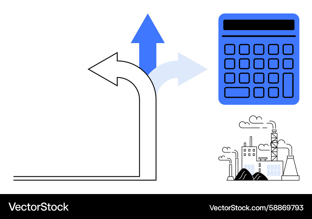 Decision Path with Calculator & Factory Vector Image