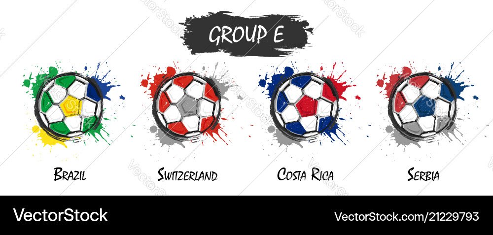 Gruppe E Fußball Team Watercolor Vektorbild