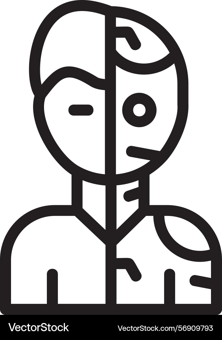 Humanoid robot linear style icon design vector image