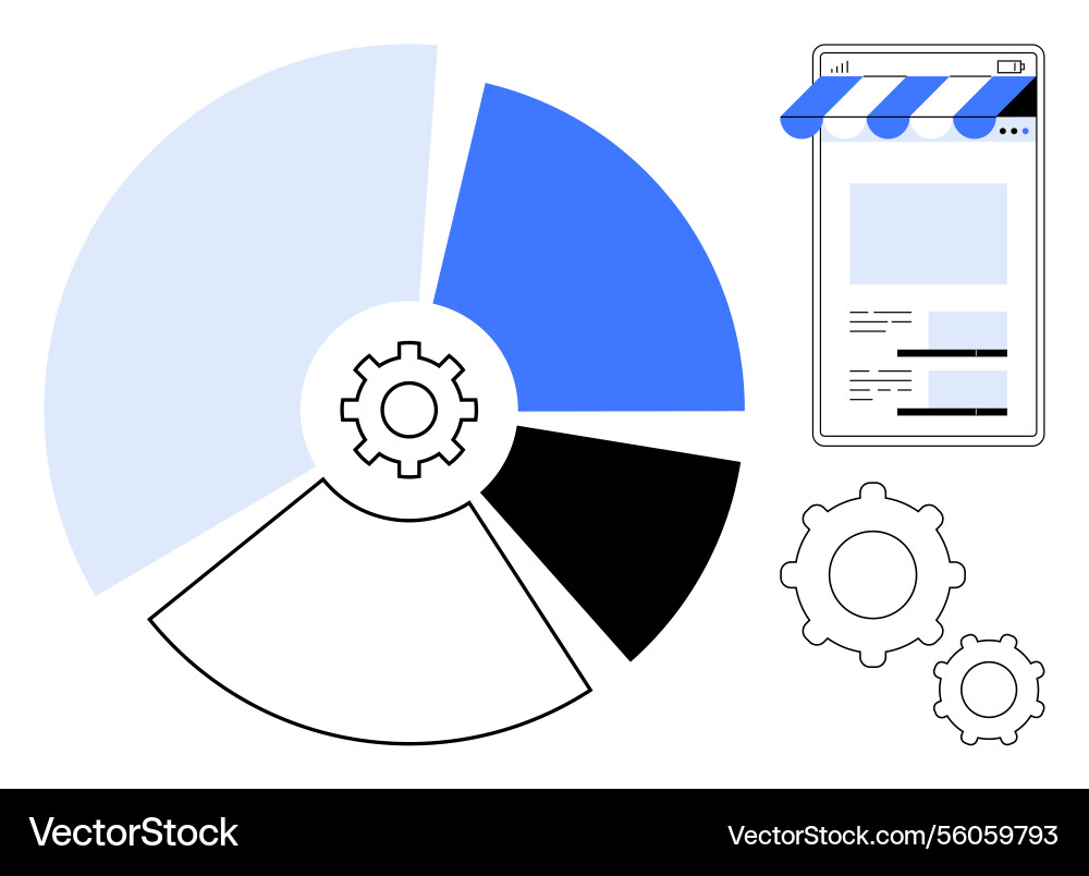 Interactive gear-driven pie chart with web portal Vector Image