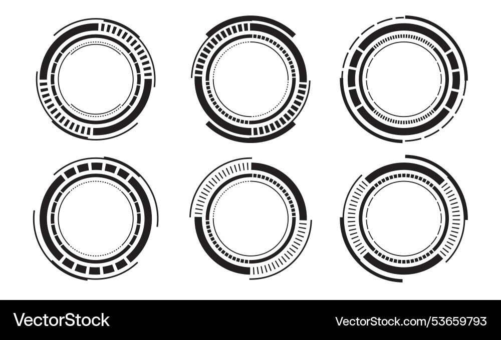 Set of sci fi black circle user interface Set of sci fi black circle user interface vector image