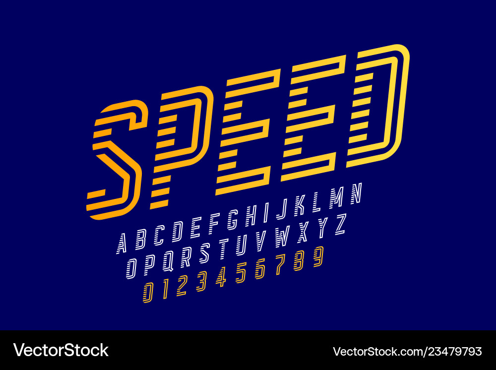 Speed Font: Dynamic Lettering & Numbers Vector Image