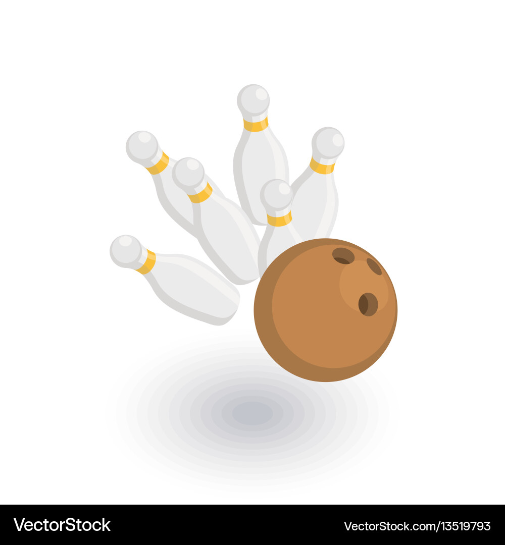 Strike shot spare bowling ball isometric flat Strike shot spare bowling ball isometric flat vector image