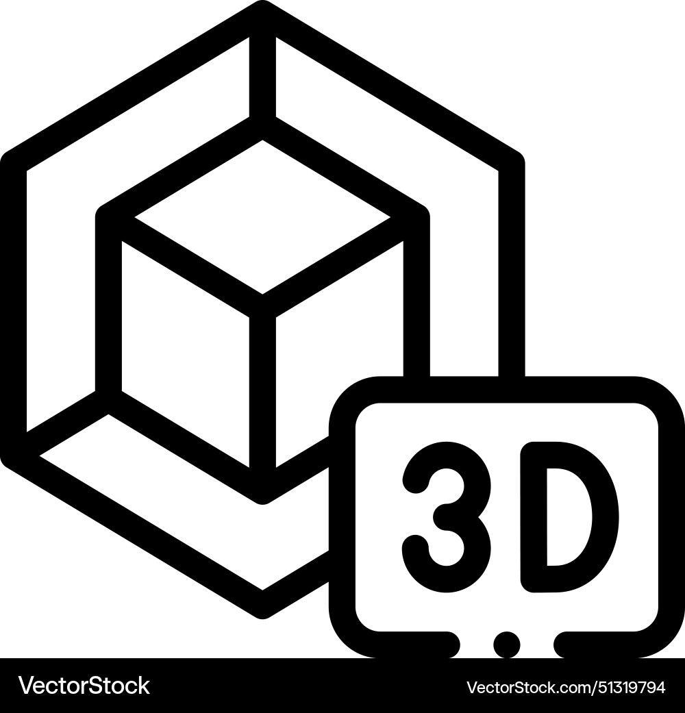 3d modeling icon thin linear style design 3d modeling icon thin linear style design vector image