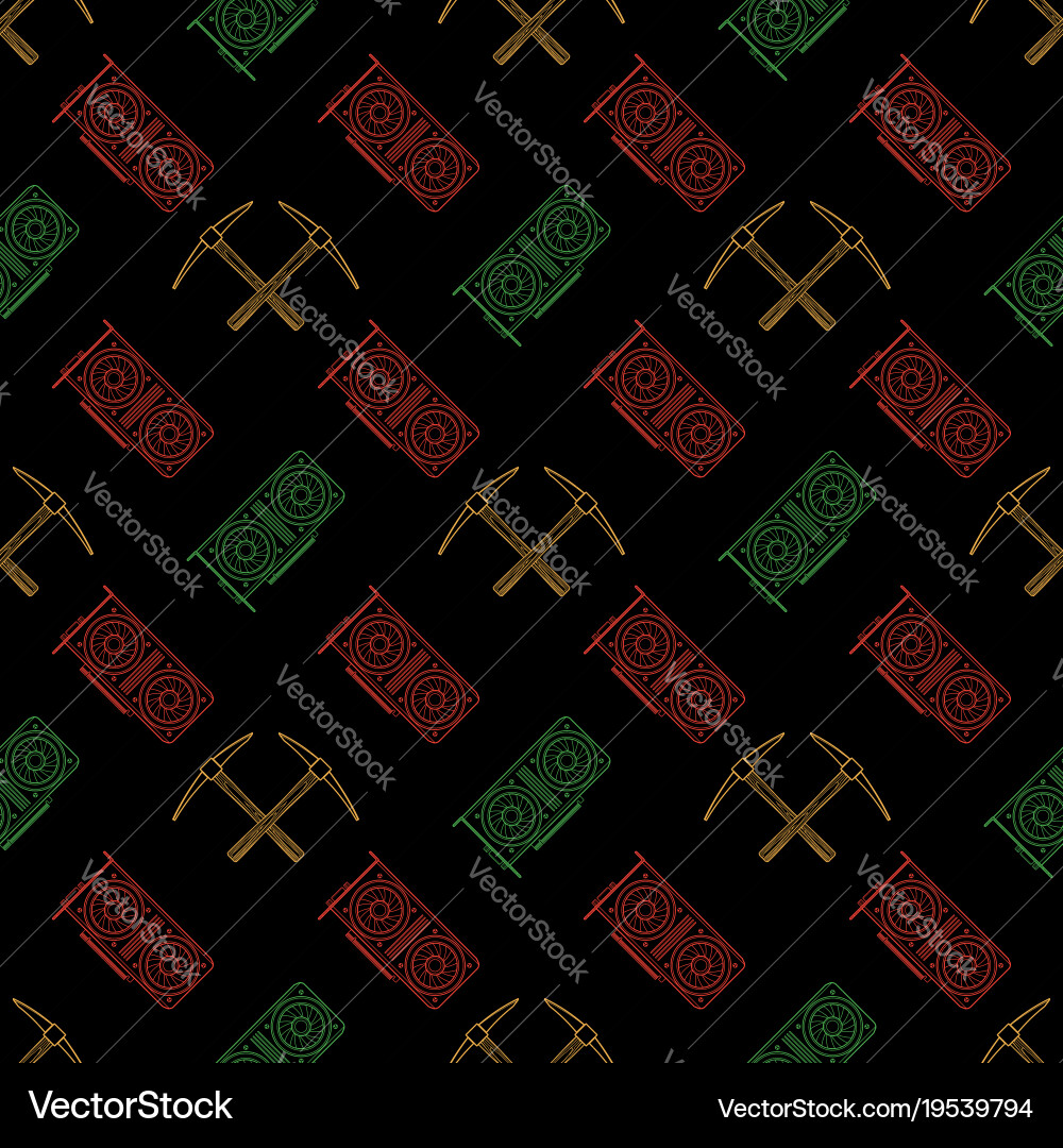 Crypto currency mining seamless pattern vector image